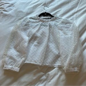 ZARA White Balloon Crop Shirt